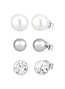 Elegantes Ohrstecker-Set aus Silber, 3 Paar