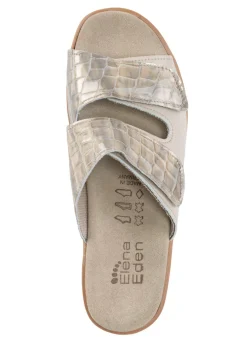 ELENA EDEN Pantolette aus krokogeprägtem Lack- und Nappaleder