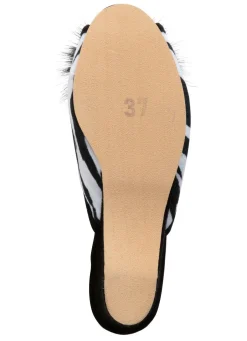 ELENA EDEN, schicke Damen-Pantoletten, Weite G, mit Kunstfellpompon