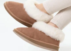 ELENA EDEN, warme Damen-Hausschuhe, Weite G, mit Lammfell