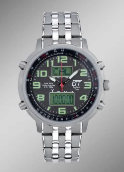 ETT-Funk-Solar-Herrenuhr mit Edelstahlbandgehäuse
