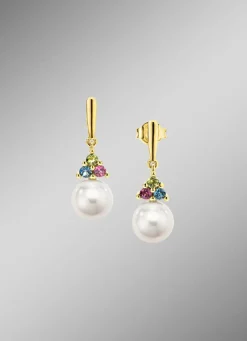 Exquisite Eleganz Ohrstecker mit Süßwasser-Zuchtperlen und Edelsteinen