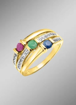 Farbenprächtige Eleganz: Damenring mit echten Edelsteinen