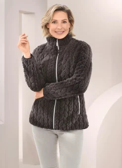 Fleecejacke mit Zopfmuster