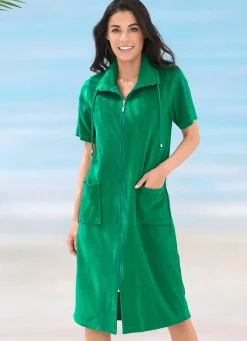 Frottier-Kleid mit durchgehendem Reißverschluss