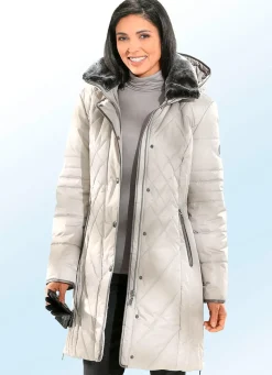 Funktions-Kurzmantel kontrastfarbenen Nappaleder-Imitatpaspeln