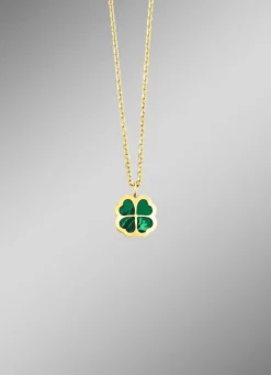 Glücksbringer – Kleeblatt-Anhänger mit echtem Malachit