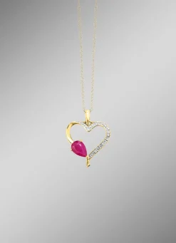 Glänzendes Herz – Anhänger mit echt Rubin