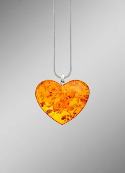 Großer Herz-Anhänger mit echt Bernstein