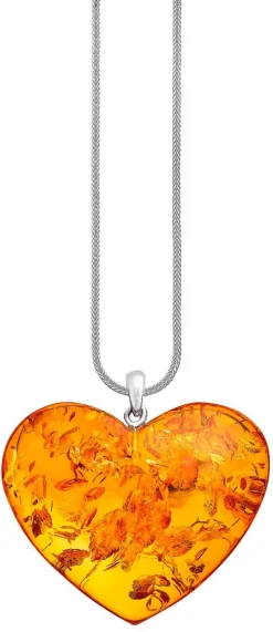 Großer Herz-Anhänger mit echt Bernstein