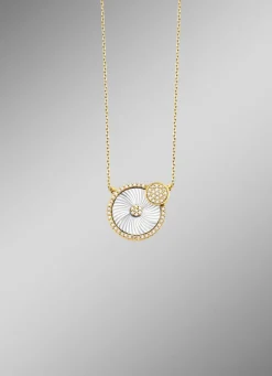 Halskette in Bicolor mit Sonnenschliff und Ankerkette