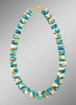 Halskette mit beh. Türkis und beh. Perlmutt