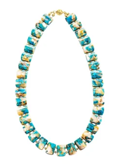 Halskette mit beh. Türkis und beh. Perlmutt