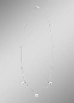 Halskette mit Süßwasser-Zuchtperlen und synth. Zirkonia