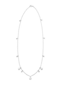 Halskette mit Süßwasser-Zuchtperlen und synth. Zirkonia