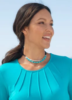 Halskette, 2-reihig, mit Schmuckperlen