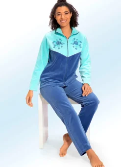 Hausanzug mit Stickerei- und Strasssteinzier