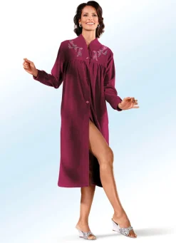 Hausmantel mit Stickerei- und Paillettenzier