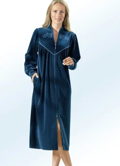 Hausmantel mit Stickerei- und Paillettenzier