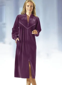 Hausmantel mit Stickerei- und Paillettenzier