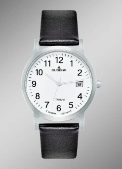 Herrenuhr mit Titangehäuse und Lederband