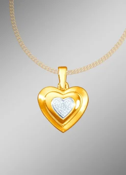 Herz Anhänger in Bicolor mit Diamant