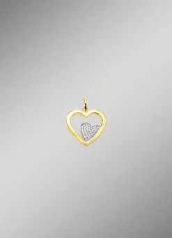 Herz-Anhänger in Bicolor mit synth. Zirkonia