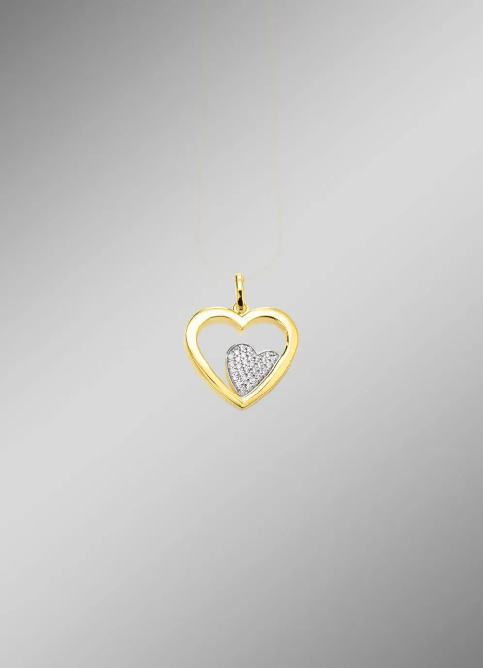 Herz-Anhänger in Bicolor mit synth. Zirkonia