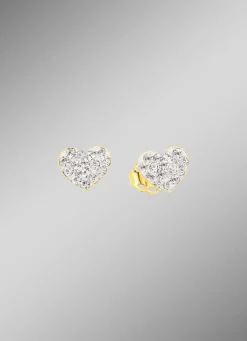 Herz-Ohrstecker mit Kristallen