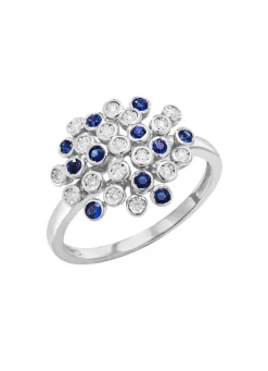 Hochwertiger Damenring mit Safir und Brillanten