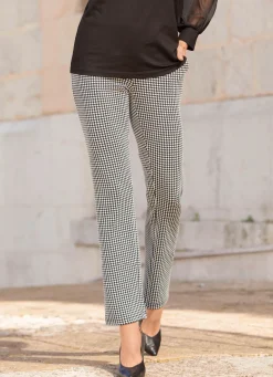 Hose mit trendiger Hahnentritt-Dessinierung