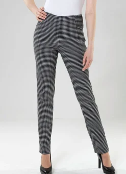 Hose mit trendiger Hahnentritt-Dessinerung