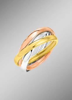 Ineinander verschlungener Damenring in Tricolor