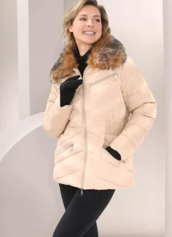 Jacke mit abnehmbarem Kunstpelz-Besatz am Kragen