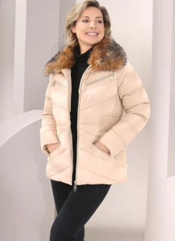 Jacke mit abnehmbarem Kunstpelz-Besatz am Kragen
