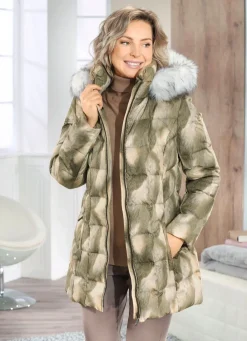 Jacke mit Dessin in Kunstpelz-Optik