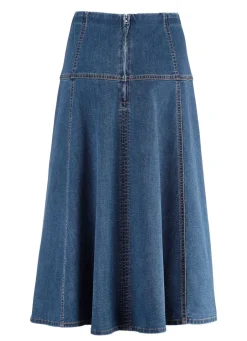 Jeans-Rock mit kontrastfarbenen Teilungsnähten