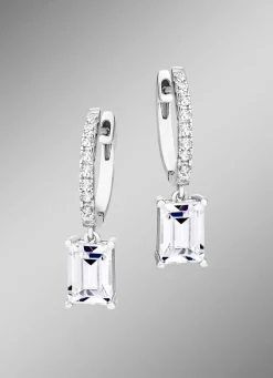 Klappcreolen aus Silber 925/- fein mit synth. Zirkonia