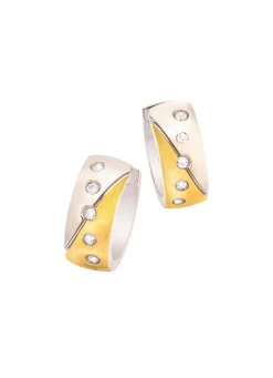 Klappcreolen in Bicolor mit synth. Zirkonia