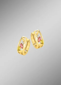 Klappcreolen mit Edelsteinen und synth. Zirkonia