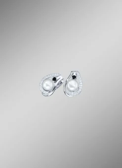 Klappcreolen mit synth Zirkonia und Süßwasser-Zuchtperle