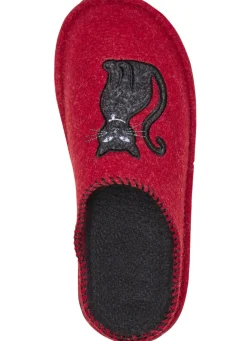 Klassiche Damen-Hausschuhe, Weite H, mit niedlicher Katzen-Applikation