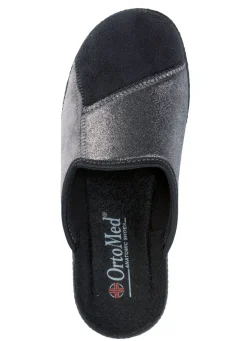 Klassische Damen-Hausschuhe, Weite H, im Textil-Materialmix