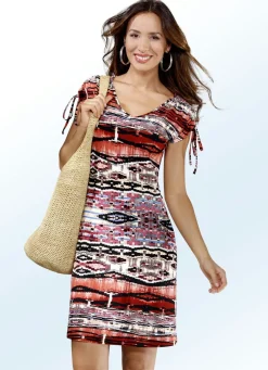 Kleid mit überschnittenen Ärmeln und Inkjet-Druckdessin