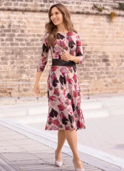 Kleid mit breitem Kunstleder-Einsatz