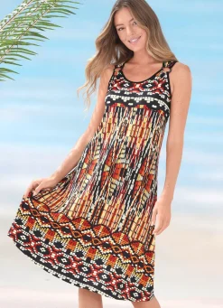 Kleid mit farbbrillantem Druckdessin