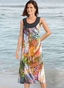 Kleid mit farbbrillantem Druckdessin, ärmellos