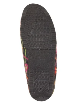 Klett-Hausschuh mit bunter Blüten-Stickerei