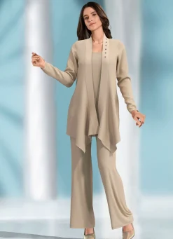 Kombination, 3-tlg. mit Verzierung am Kragen