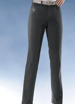 Komfortjeans verziert mit Strasssteinen